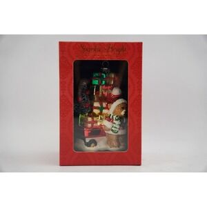 Radko Sparkle Bright Christmas Ornament Bear‎ with Wagon Gifts Tree